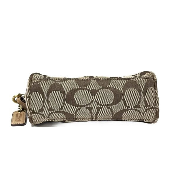 COACH Signature - Khaki Light Brown Jacquard Leather Pouch - Picture 3 of 5